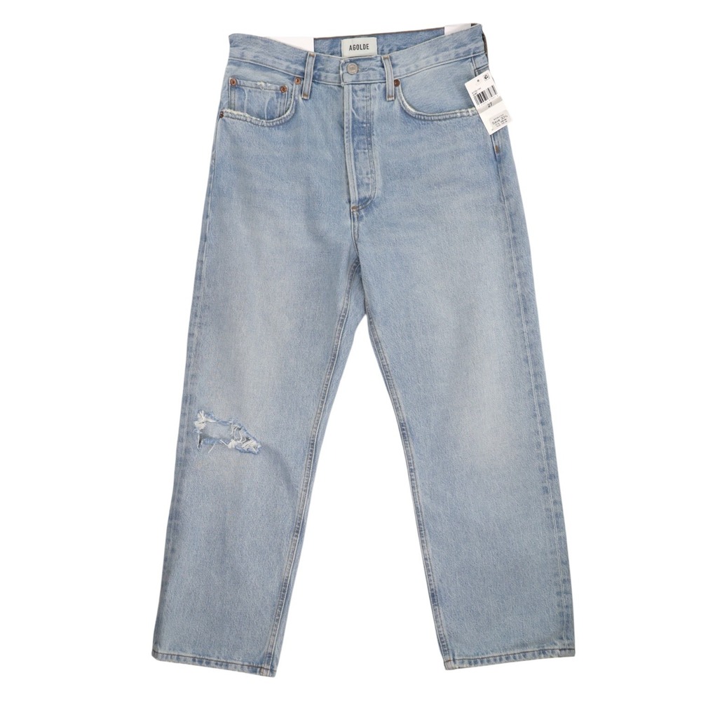 AGOLDE 90s Crop Mid Rise Loose Straight Jeans Segment Distressed NWT 27‎